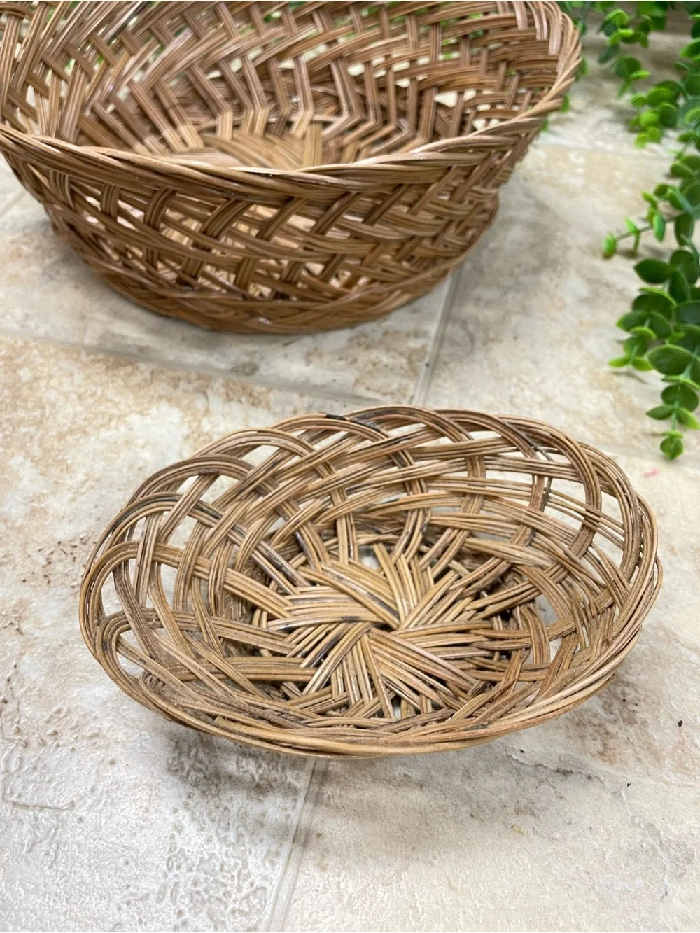 Vintage 6 Pc Woven Wicker Rattan Basket Wall Decor Set Boho Cottagecore